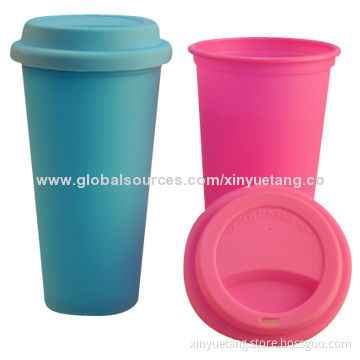 Fashionable Design 16oz Lovely Colorful Plastic Coffee Mugs, Sized 9.5 x 17cmNew